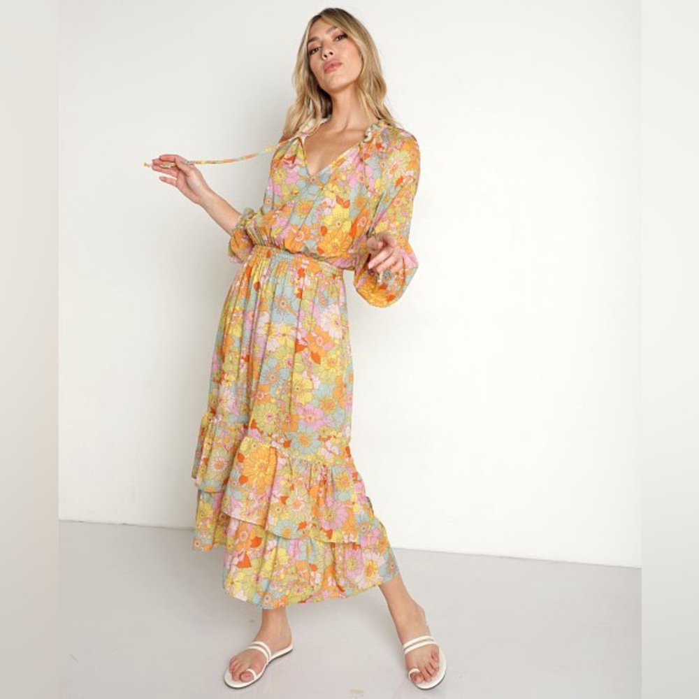 Show Me Your Mumu Cait Midi Dress in Groovy Blooms